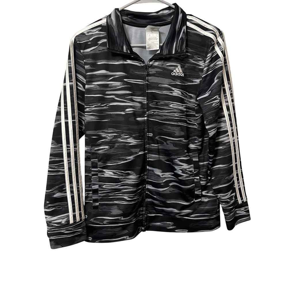 Adidas Kids Track Jacket Full Zip Camo Print Regular Fit Long Sleeve Size Large
